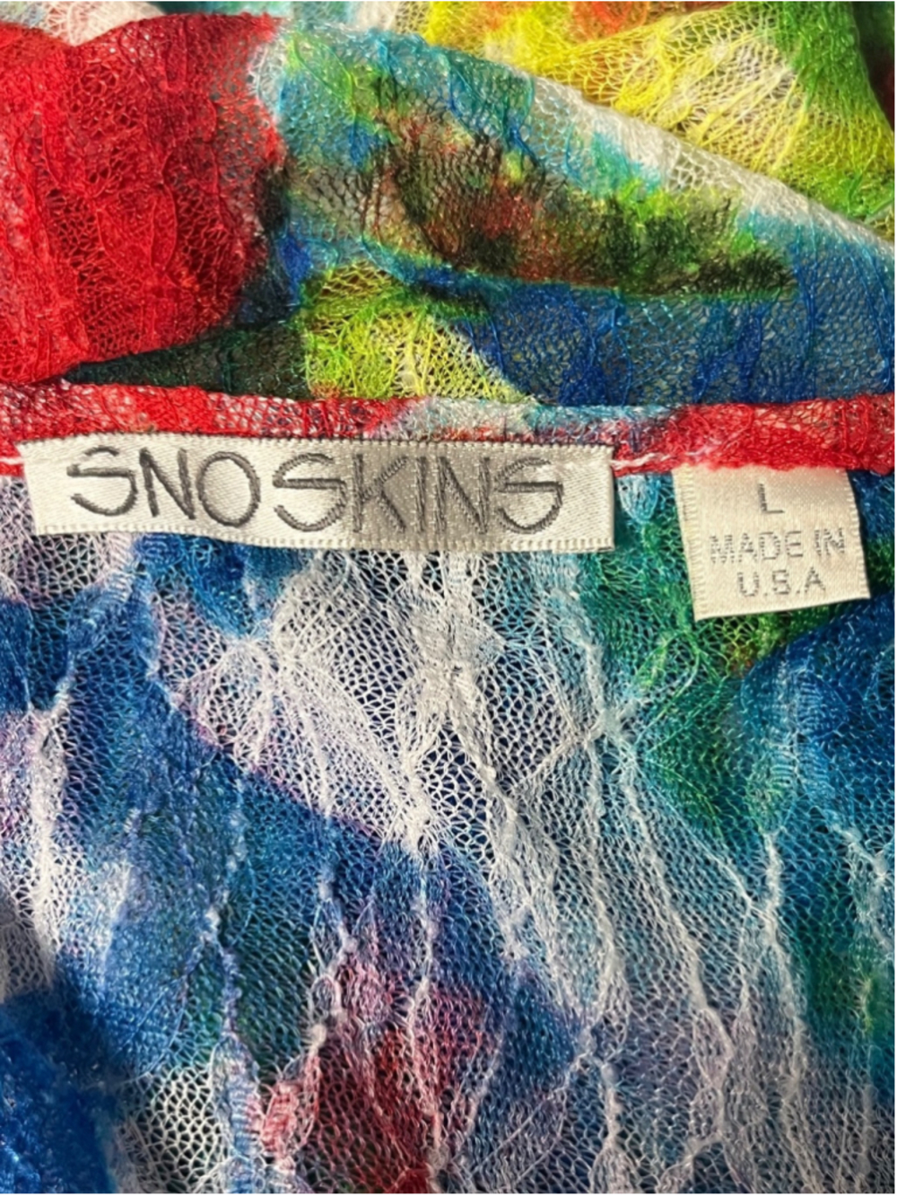 Snoskins Colorful Semi Sheer Gauzy Blouse Size Large - Picture 5 of 6